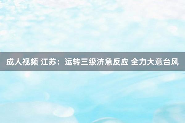 成人视频 江苏：运转三级济急反应 全力大意台风